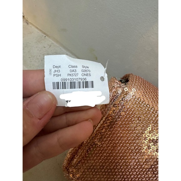 New J. Crew Rose Gold Sequin Party Clutch Crossbody Bag Chain Strap Small - Picture 6 of 6